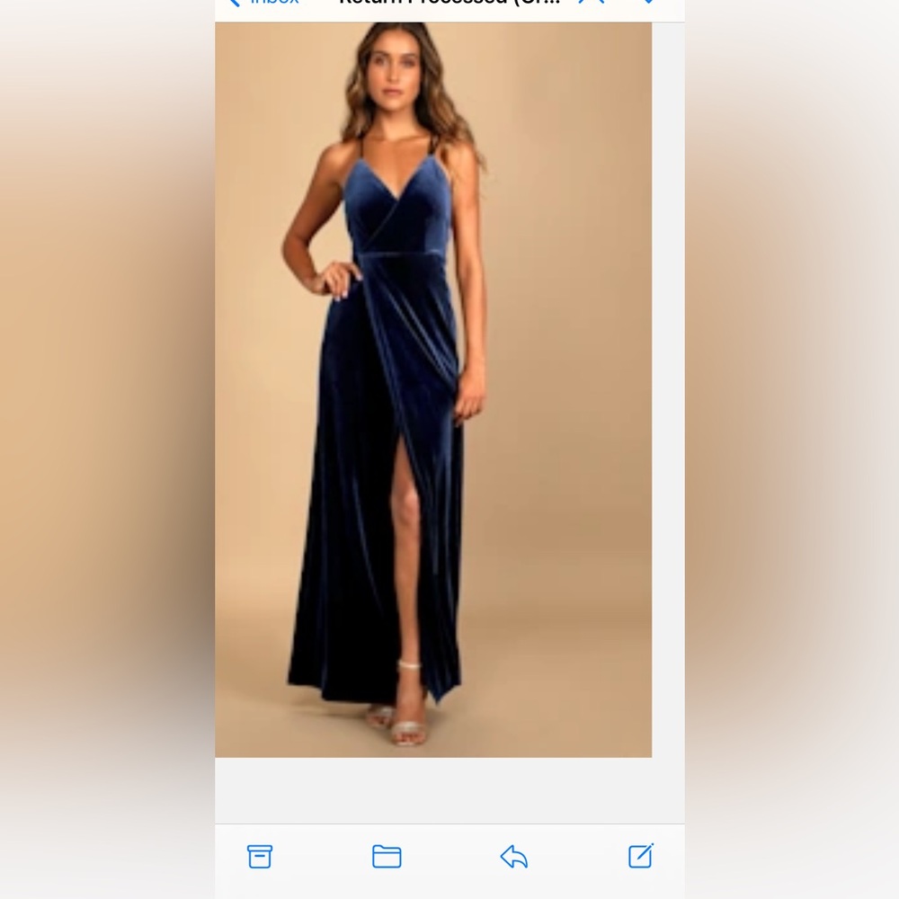 Worn once Lulus navy blue velvet dress
